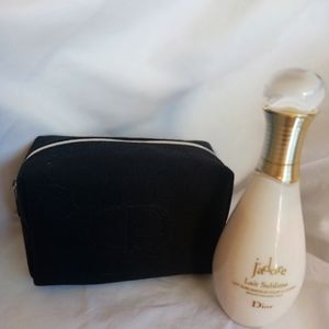 Dior makeup bag with Dior J'adore lotion